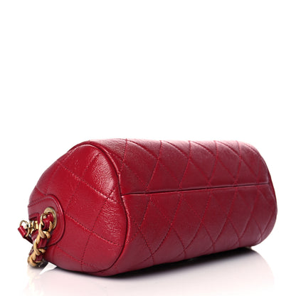 Chanel Shiny Lambskin Quilted Small Fashion Therapy Bowling Bag Dark Pink 4 of 12
