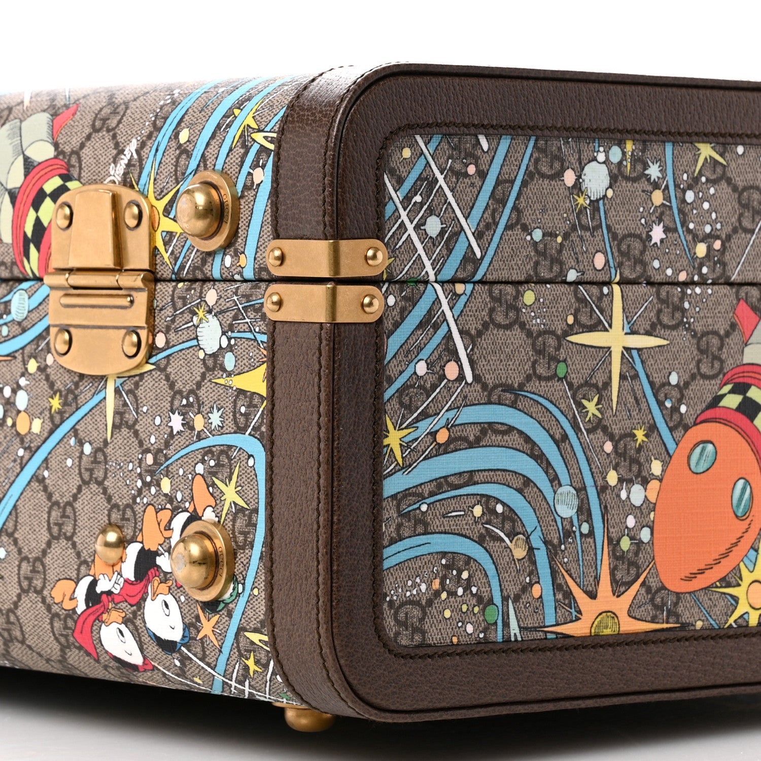Gucci X DISNEY GG Supreme Monogram Donald Duck Retro Interlocking G Medium Savoy Suitcase Beige Multicolor New Acero 9 of 10