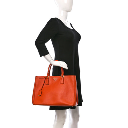 Prada Saffiano Lux Large Tote Papaya 2 of 10