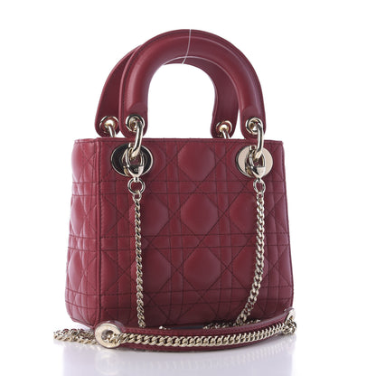 Christian Dior Lambskin Cannage Mini Lady Dior Burgundy 3 of 8