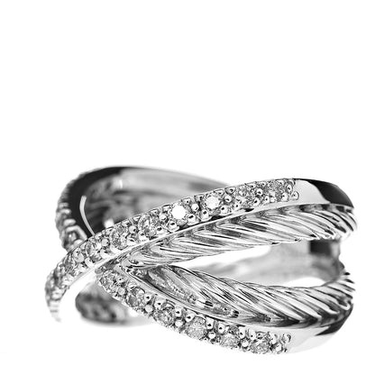David Yurman Sterling Silver Diamond X Crossover Cable Ring 52 6 3 of 6
