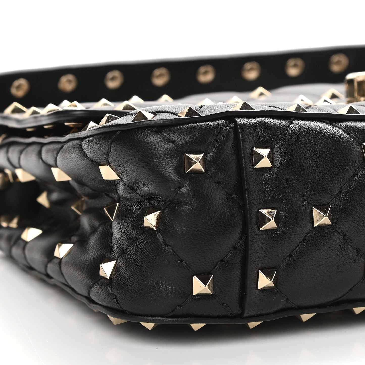 Lambskin Small Rockstud Spike Shoulder Bag Black