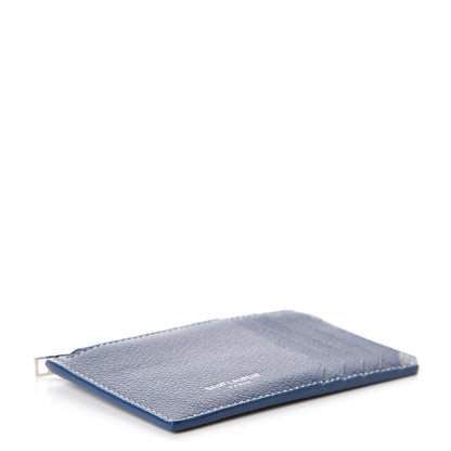 Saint Laurent Grained Calfskin 5 Fragments Zip Pouch Card Holder Blue 4 of 7
