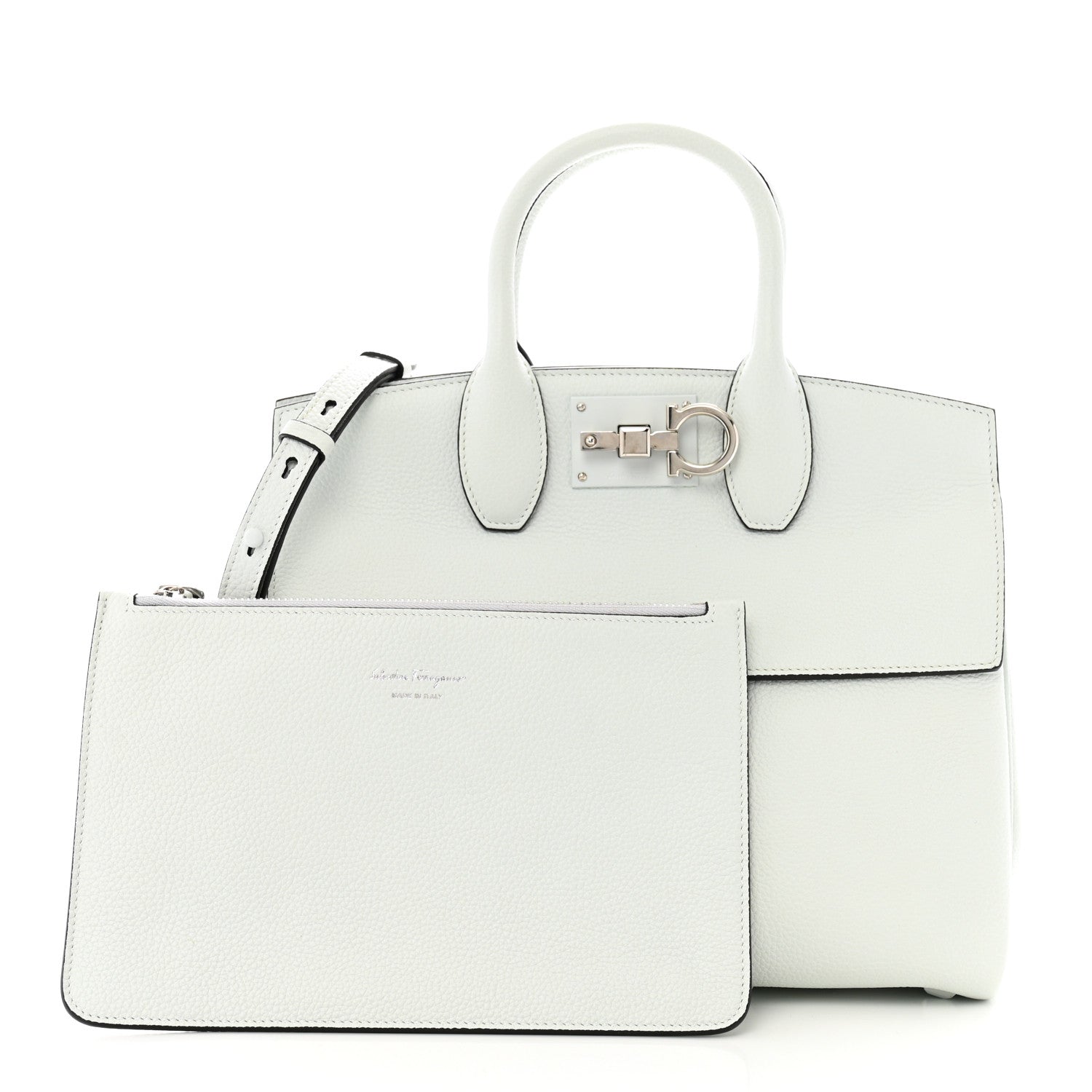 Salvatore Ferragamo Calfskin The Studio Bag Astronaut White 3 of 11