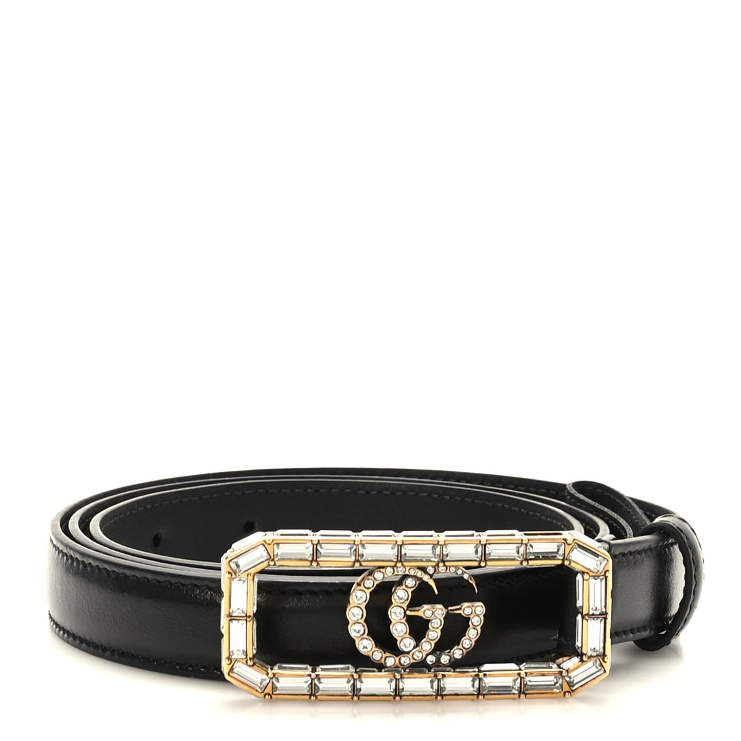 Calfskin Crystal Double G 20mm Belt 95 38 Black
