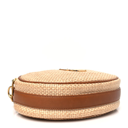 Saint Laurent Raffia Calfskin Round Camera Bag Golden Ecru Brick 4 of 10