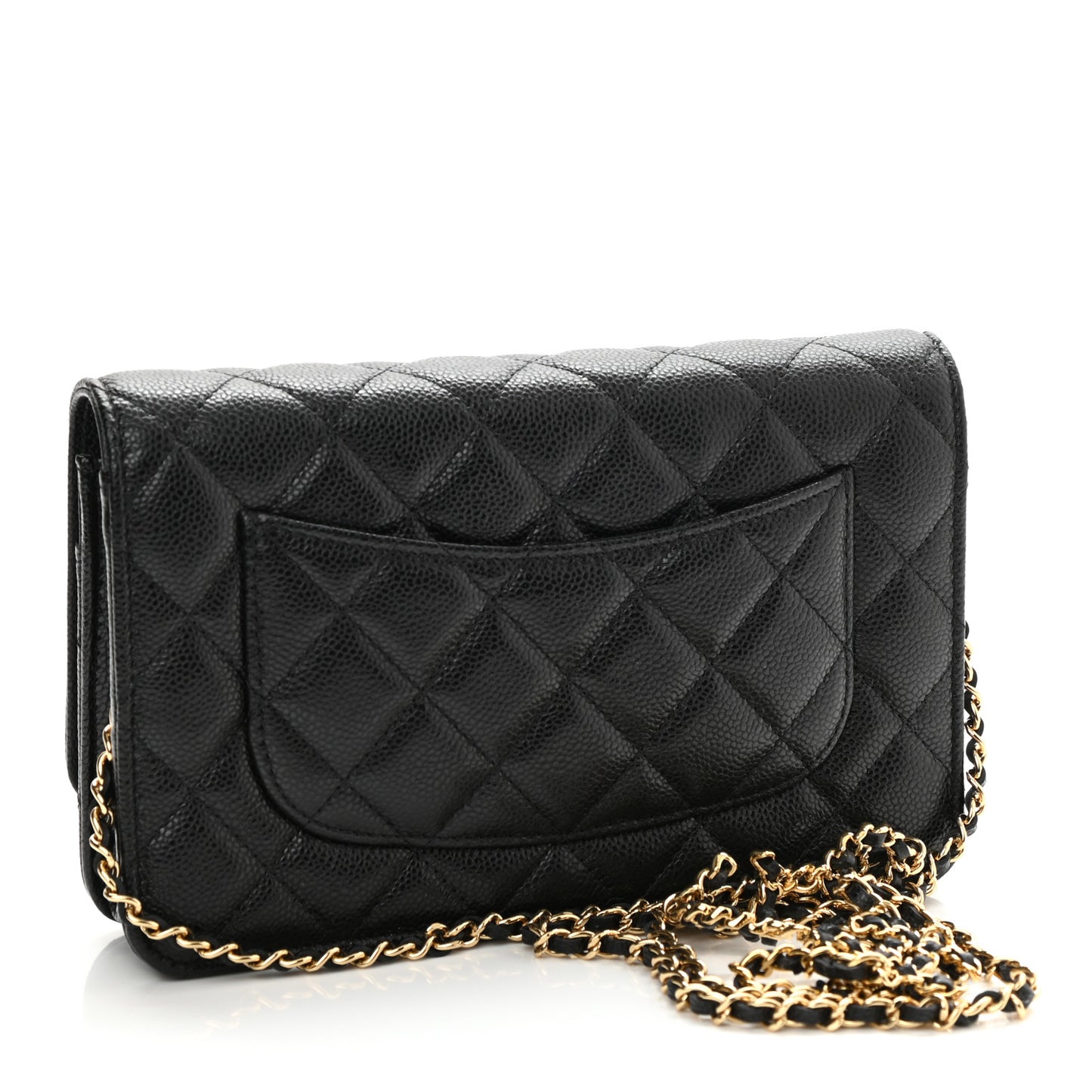 Caviar Quilted Miss Coco Wallet On Chain WOC Black