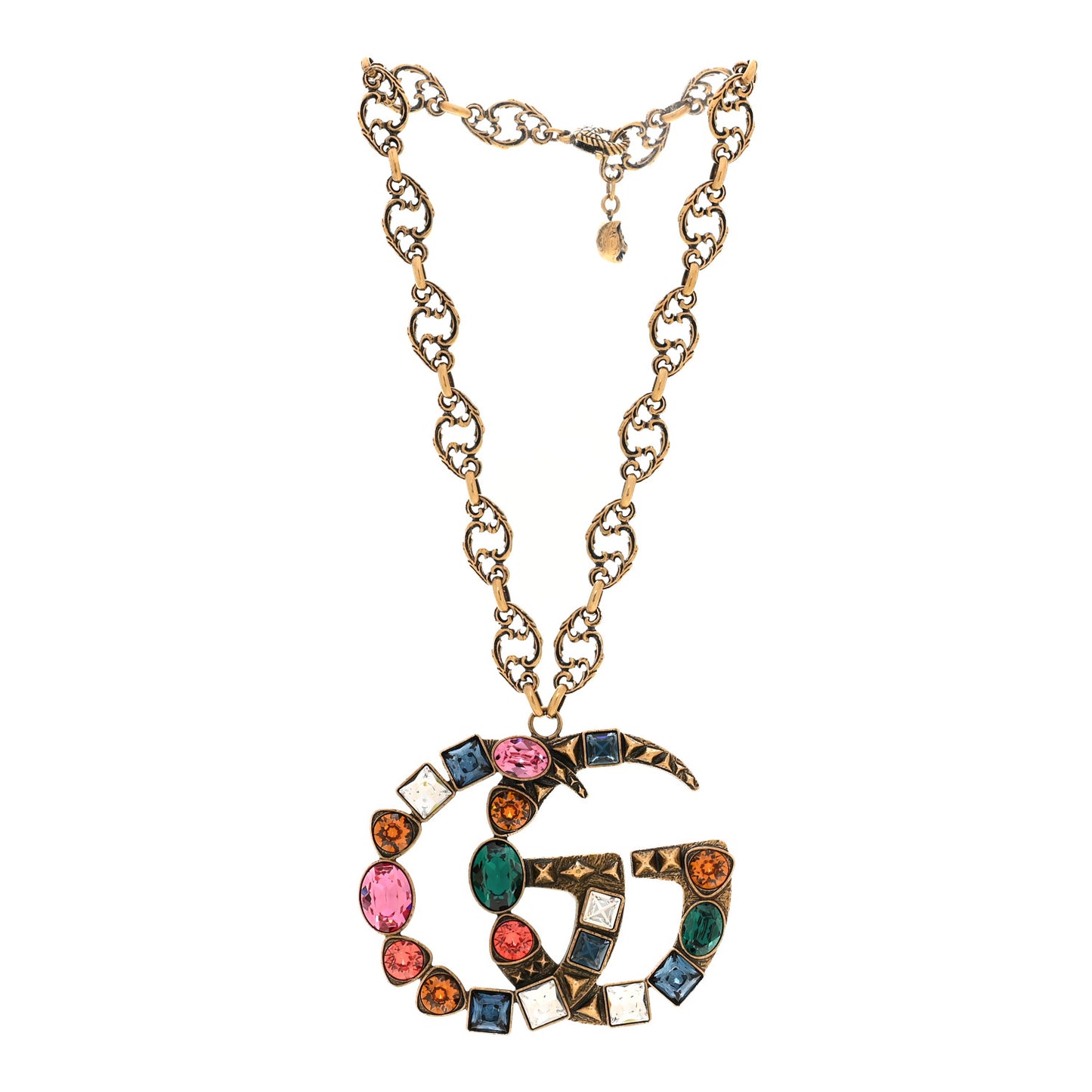 Crystal Marmont Necklace Aged Gold Multicolor
