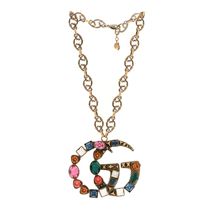 Gucci Crystal Marmont Necklace Aged Gold Multicolor 3 of 7