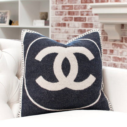 Chanel Merino Wool Cashmere CC Pillow Black Beige 2 of 5