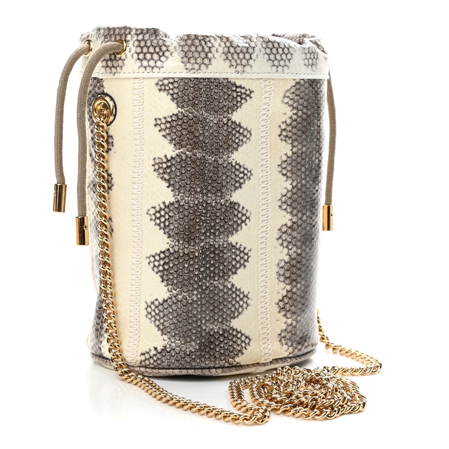 Snakeskin Mini Zumi Bucket Bag Grey