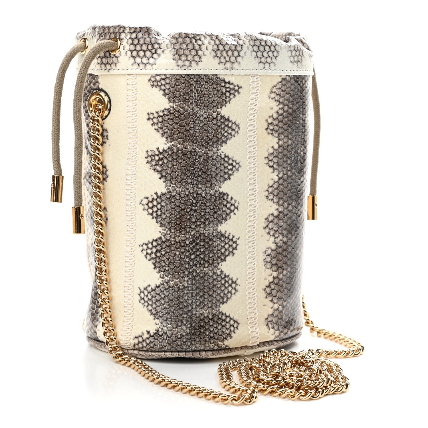 Gucci Snakeskin Mini Zumi Bucket Bag Grey 2 of 9