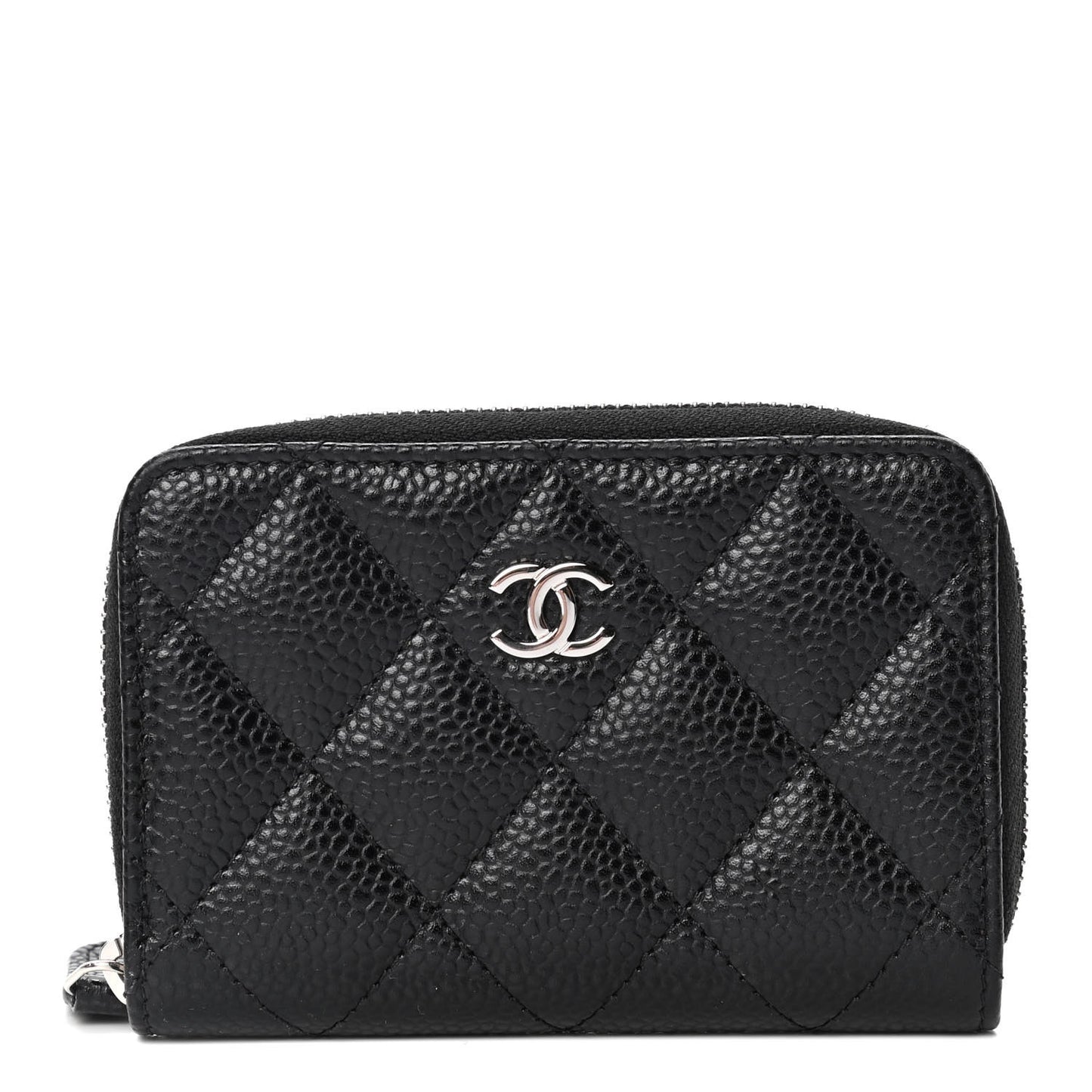 Caviar Quilted Zip Coin Purse Black