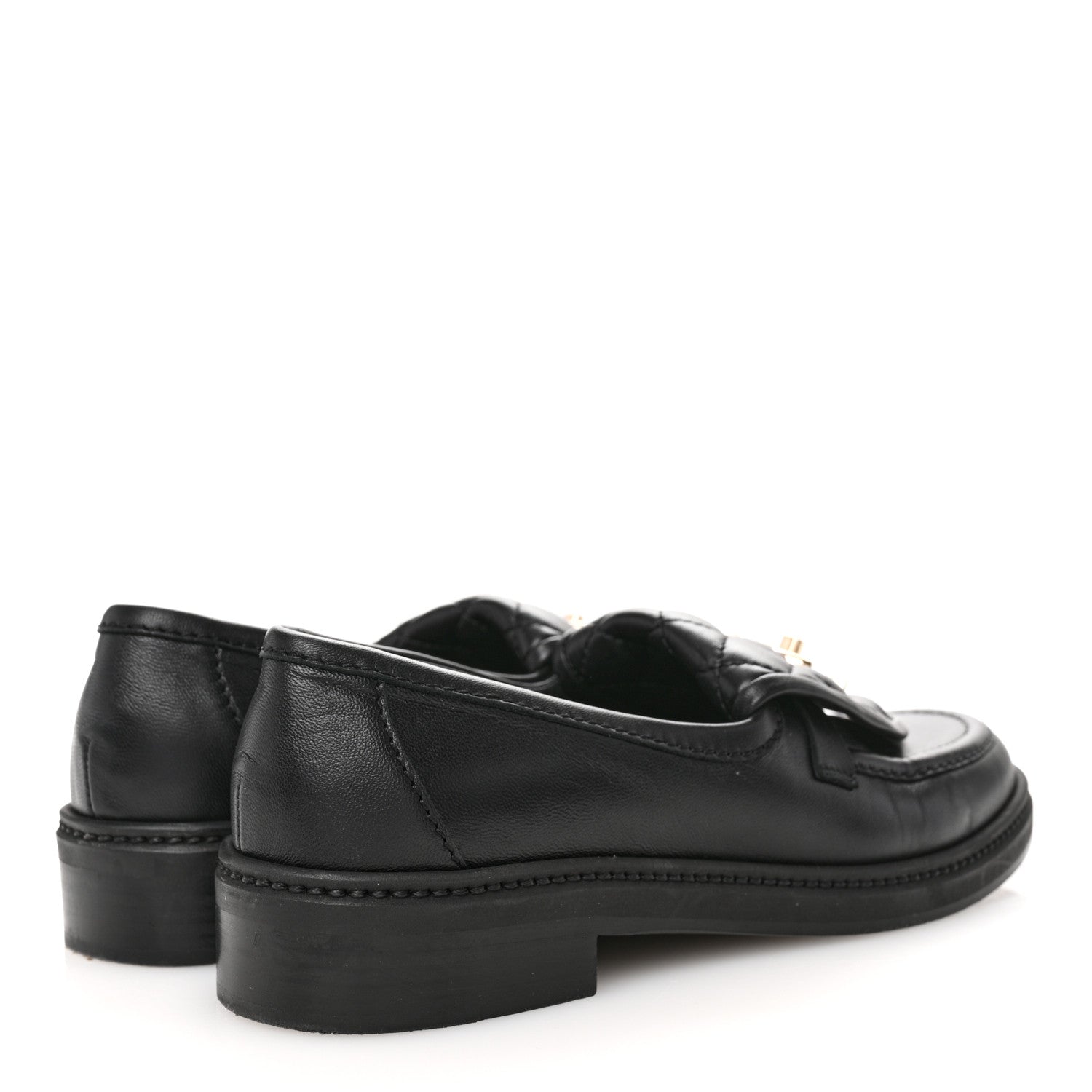 Chanel Lambskin Quilted CC Turnlock Loafers 37 Black 5 of 10