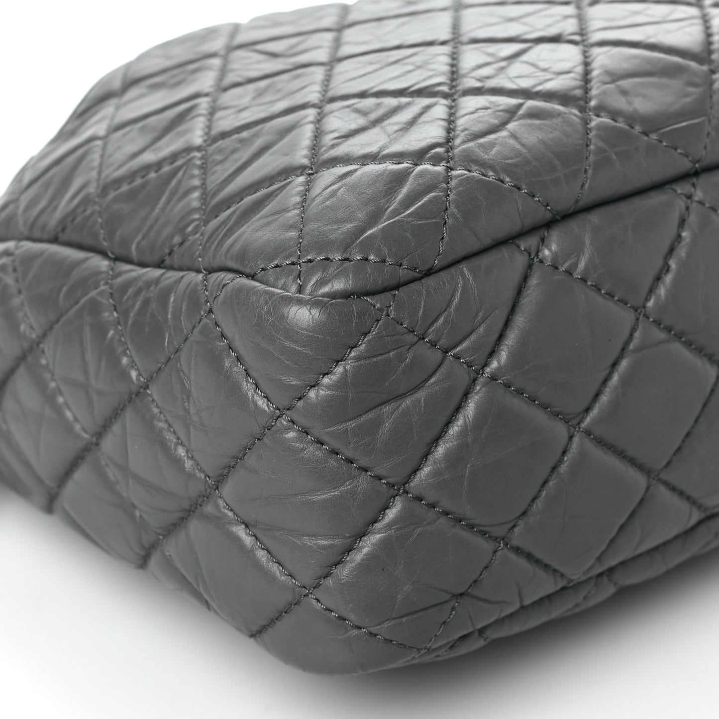 Aged Calfskin Quilted Large Reissue Camera Case Grey