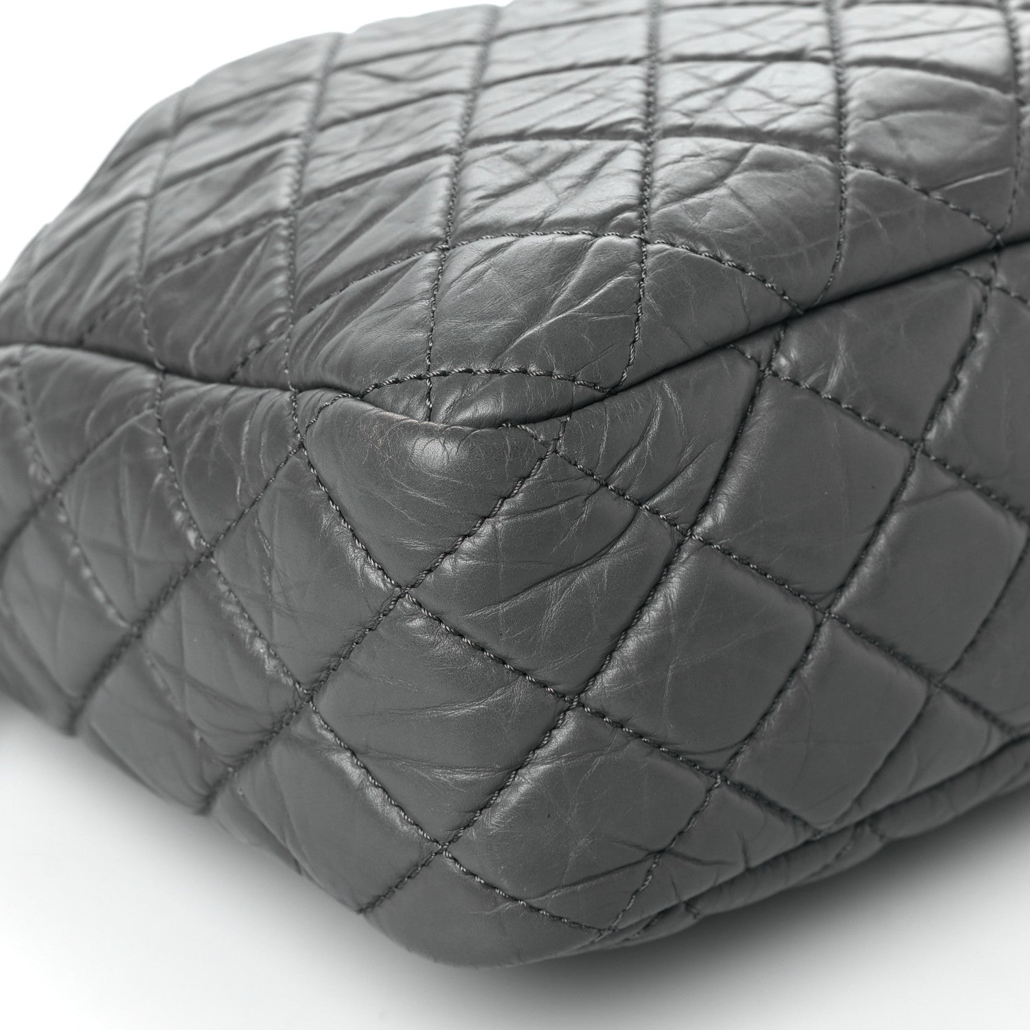 Chanel Aged Calfskin Quilted Large Reissue Camera Case Grey 9 of 10