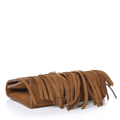 Saint Laurent Suede Fringe Baby Monogram Satchel Light Ocre 4 of 11