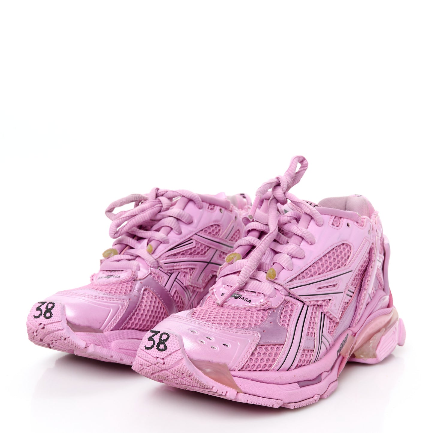 Mesh Rubber Distressed Womens Runner Sneakers 38 Pink