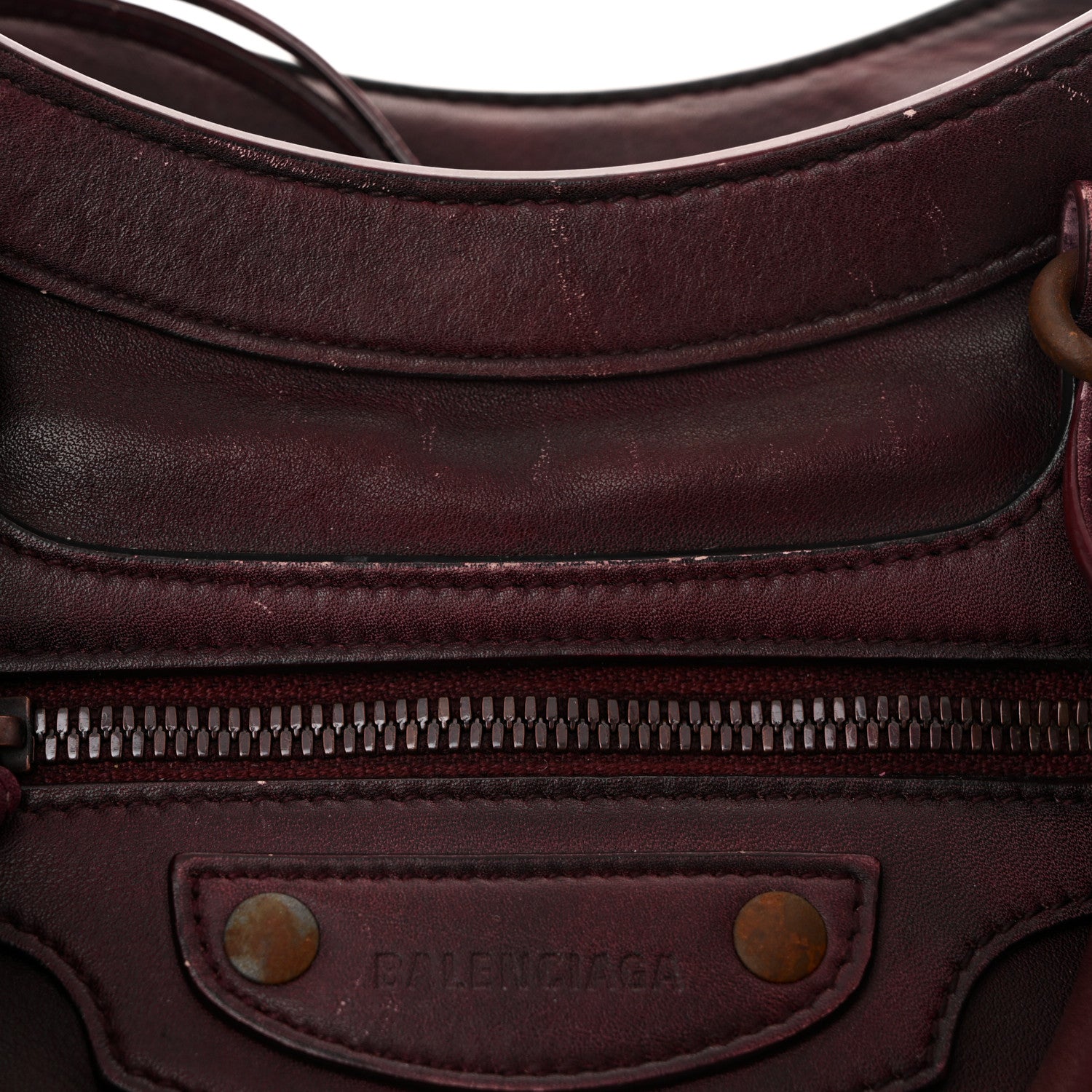 Balenciaga Used Calfskin Rust Hardware Neo Classic City Burgundy 13 of 15
