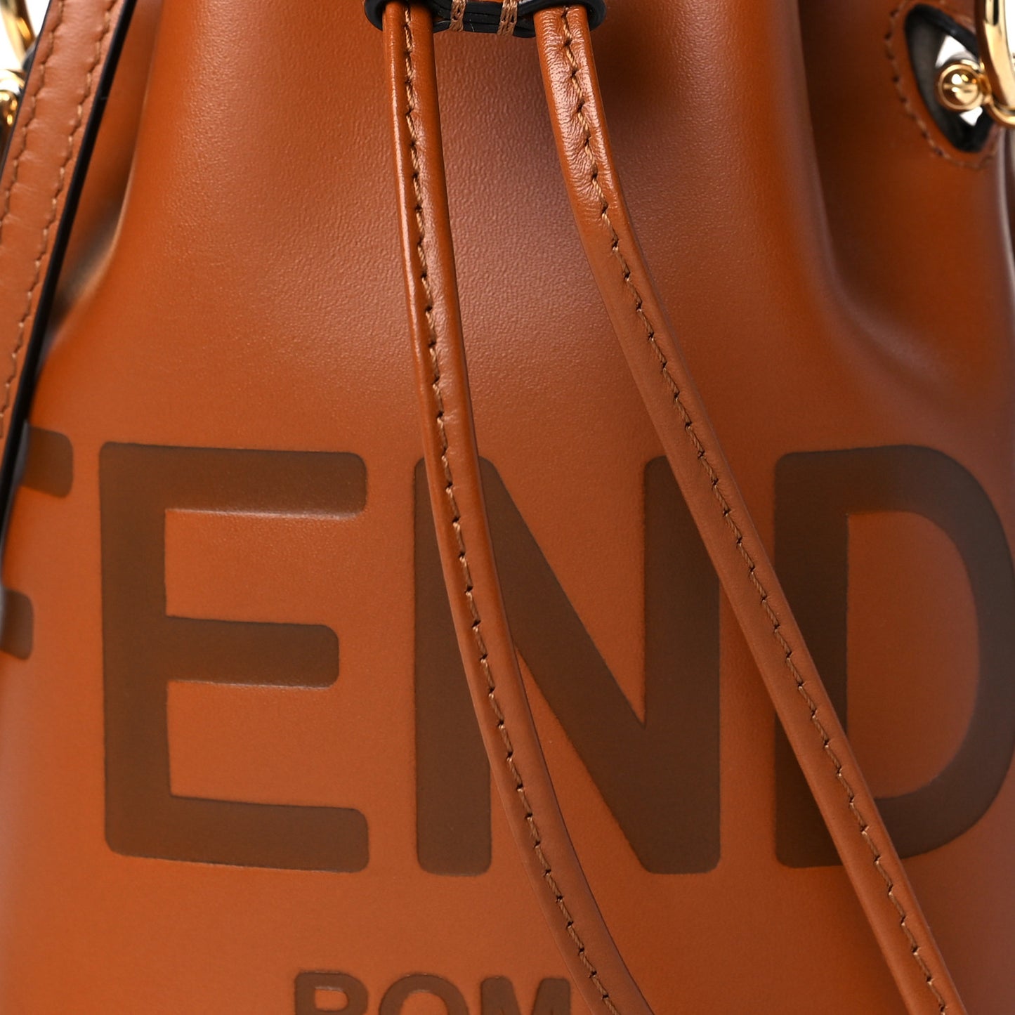 Vitello King F is Fendi Logo Embossed Mini Mon Tresor Bucket Bag Cuoio