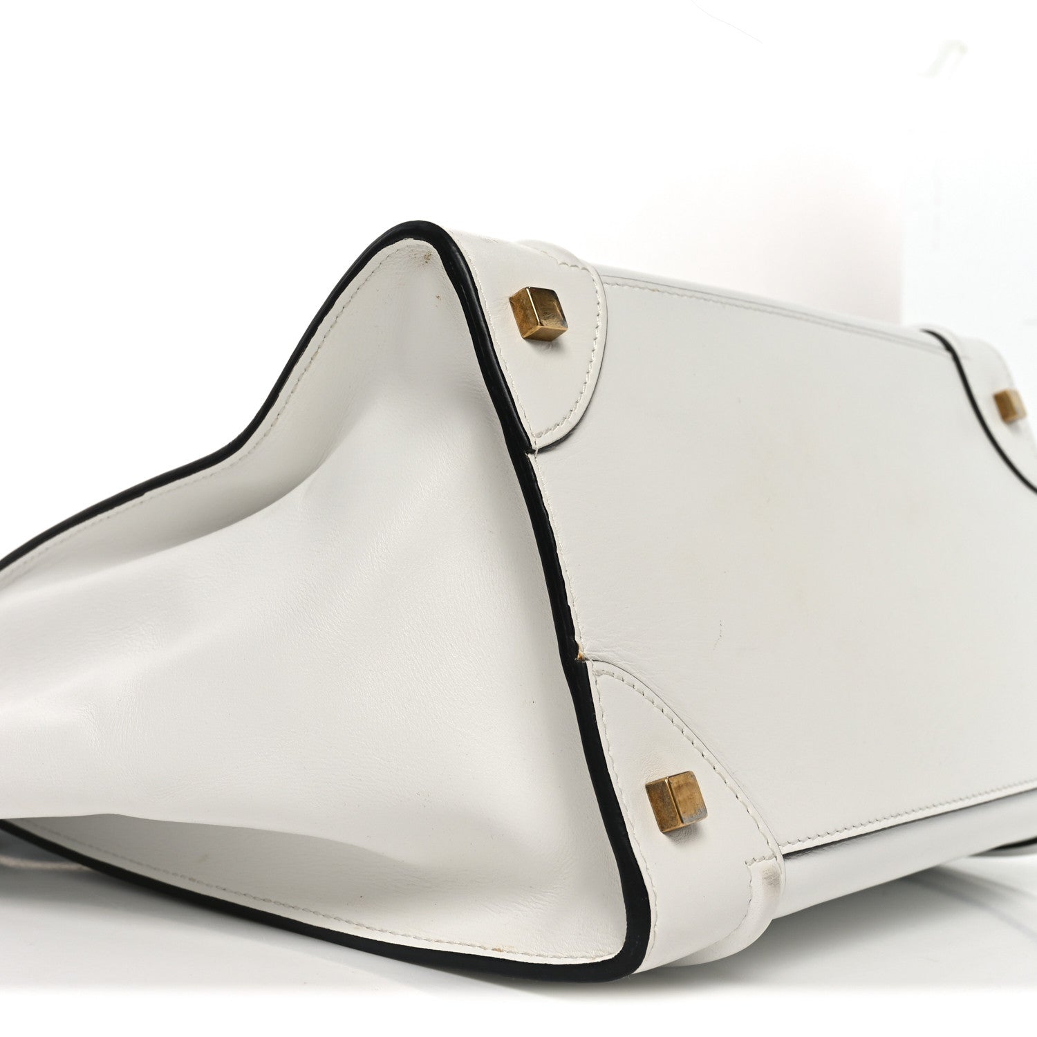 Celine Satin Calfskin Mini Bi-Color Luggage White Black 9 of 10