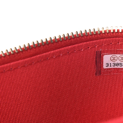 Chanel Lambskin Camellia Embossed Mini Vanity Case With Chain Red 9 of 10