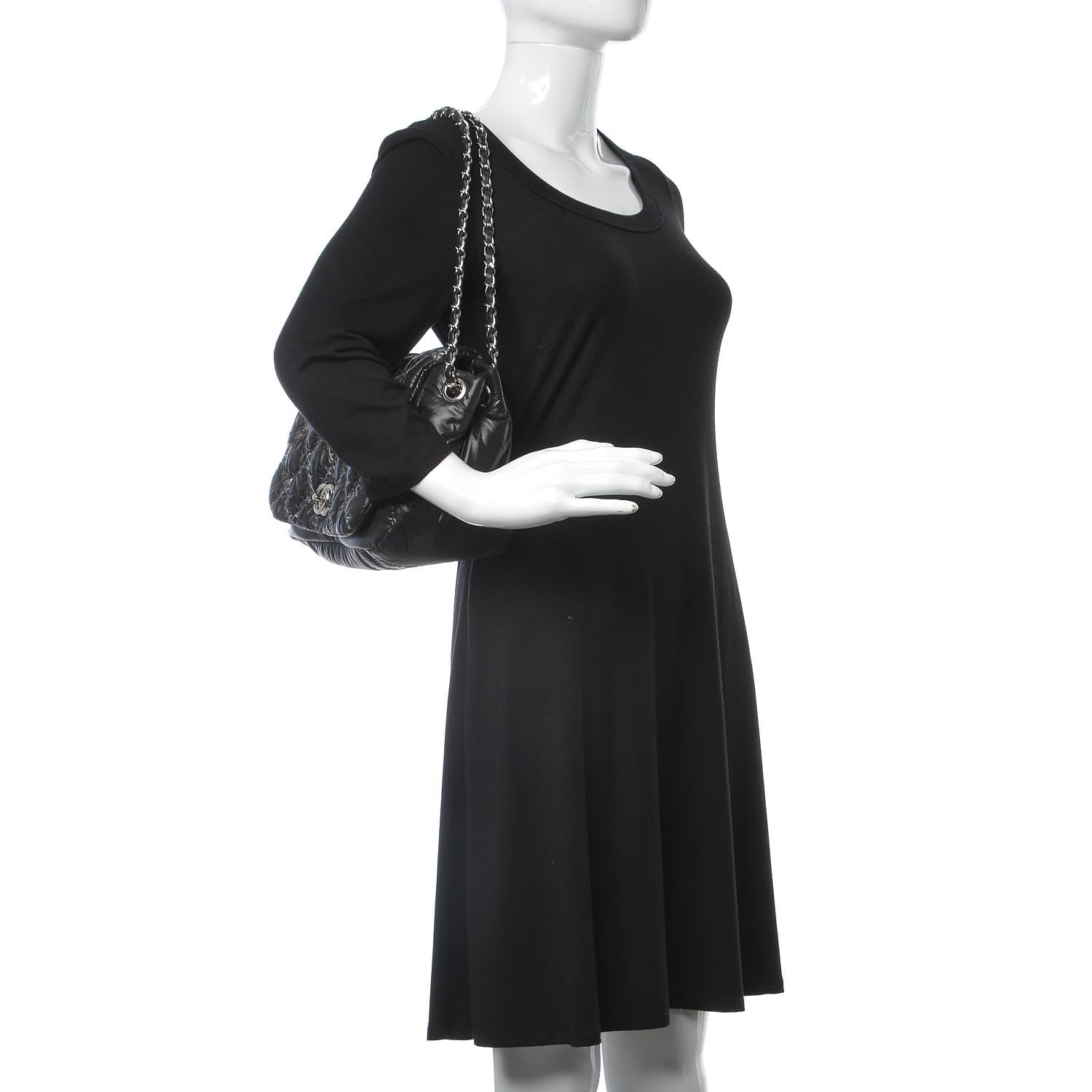Chanel Nylon Quilted Tweed Stitch Bubble Flap Black 2 of 7