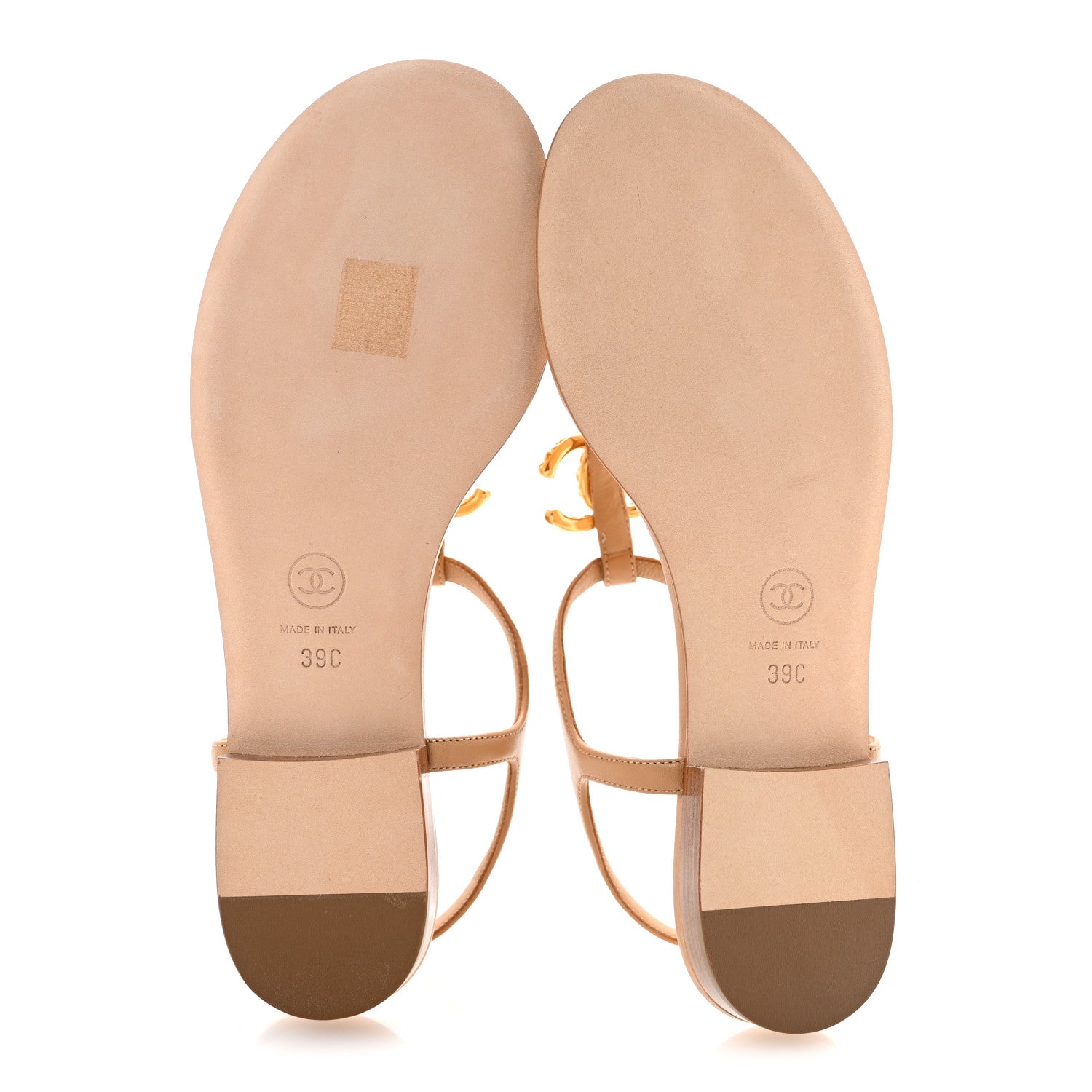 Chanel Lambskin CC Logo Thong Sandals 39 Light Brown 6 of 9