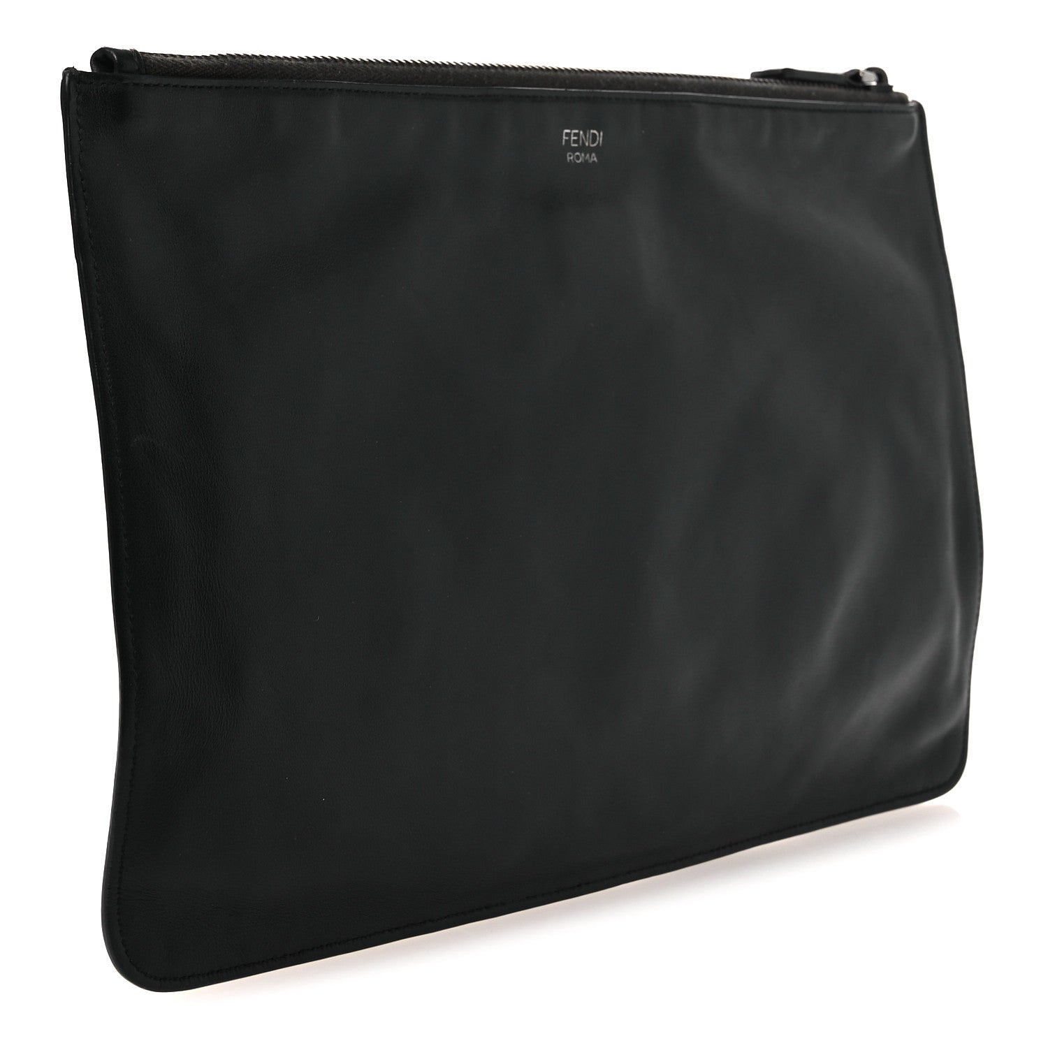 Fendi Vitello Century Elite Monster Eyes Pouch Black Graphite 3 of 12