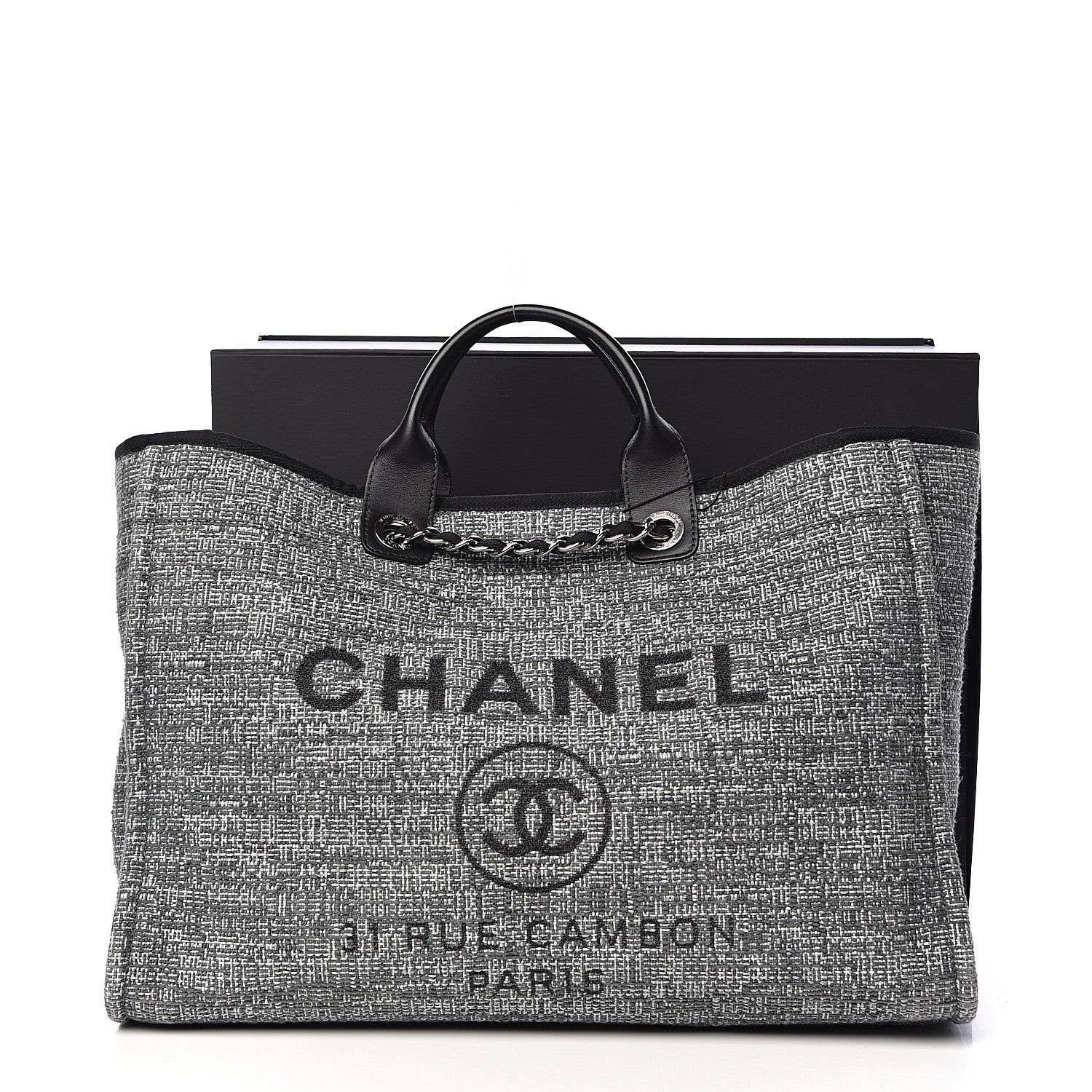 Chanel Canvas Large Deauville Tote Charcoal 12 of 12