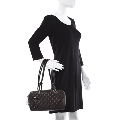 Chanel Calfskin Quilted Large Cambon Bowler Dark Brown 2 of 9