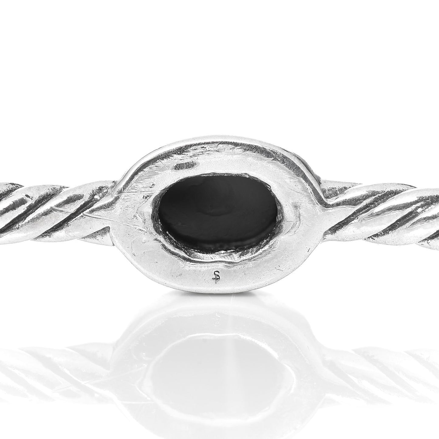 Sterling Silver Black Onyx Color Classics Bangle Bracelet Set of 2