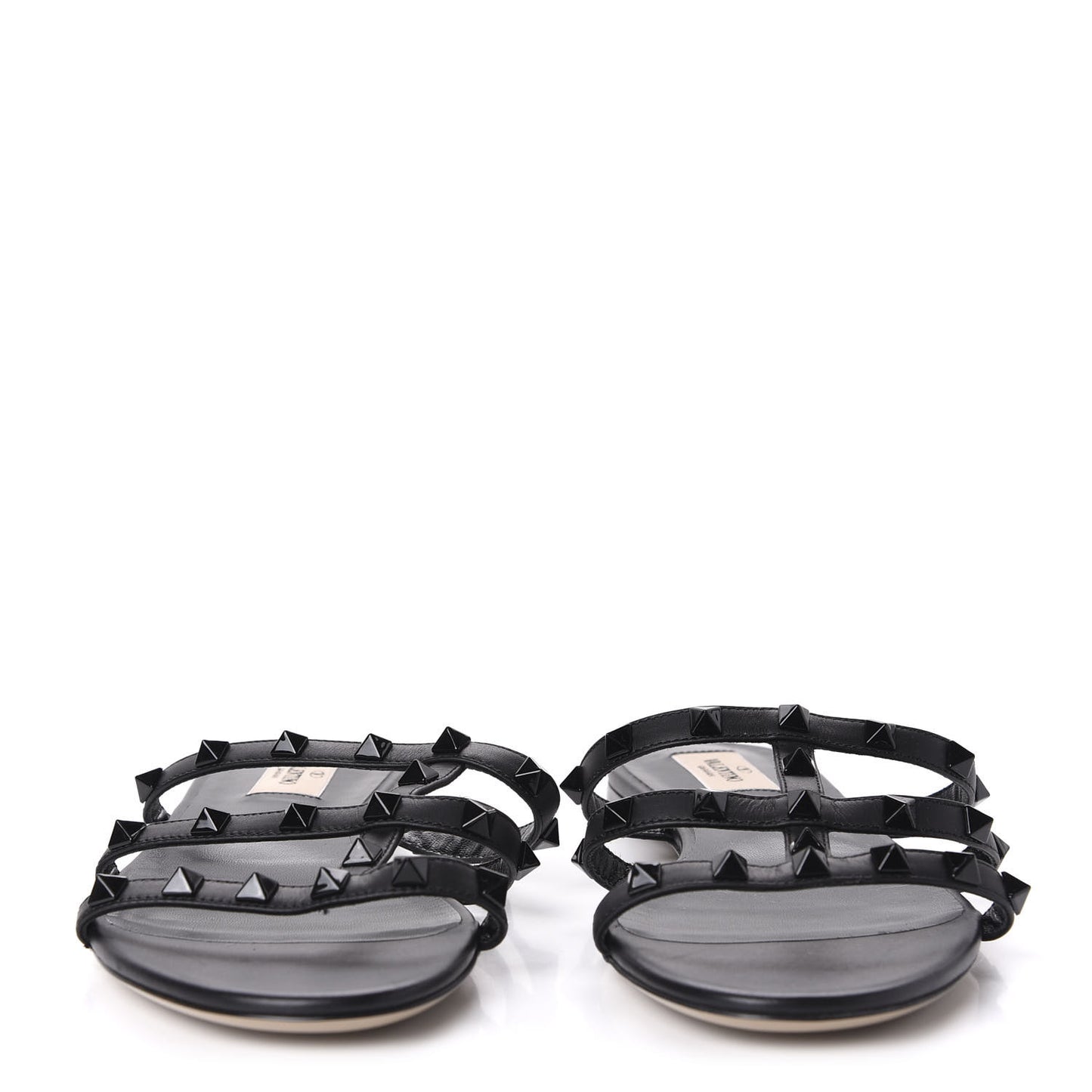 Nappa Rockstud Caged Flat Slide Sandals 39.5 Black