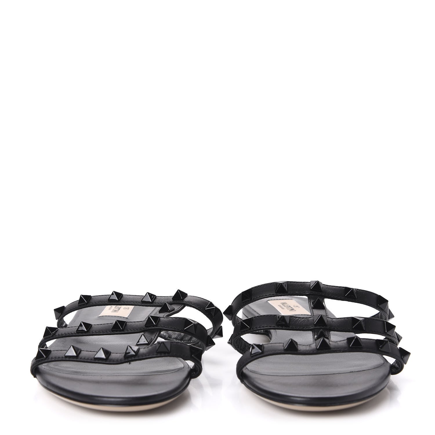 Valentino Garavani Nappa Rockstud Caged Flat Slide Sandals 39.5 Black 2 of 9