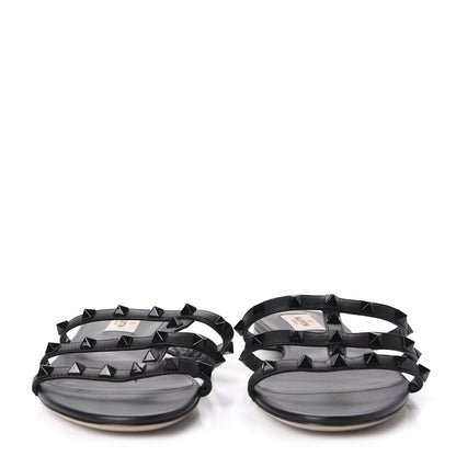 Valentino Garavani Nappa Rockstud Caged Flat Slide Sandals 39.5 Black 2 of 9