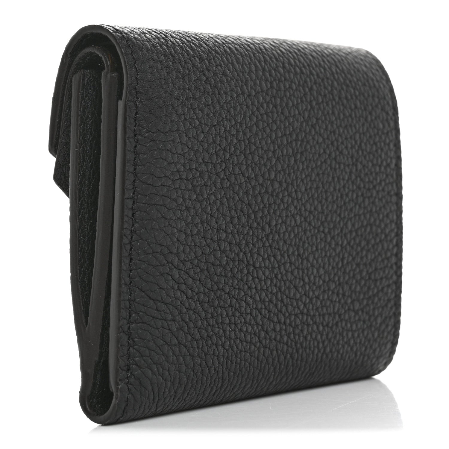 Louis Vuitton Grained Calfskin Monogram Double V Compact Wallet Black 3 of 8