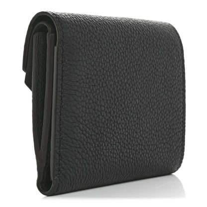 Louis Vuitton Grained Calfskin Monogram Double V Compact Wallet Black 3 of 8