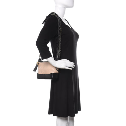 Chanel Aged Calfskin Quilted Small Gabrielle Hobo Beige Black 2 of 11