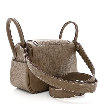 Hermes Taurillon Clemence Mini Lindy 20 Etoupe 3 of 11