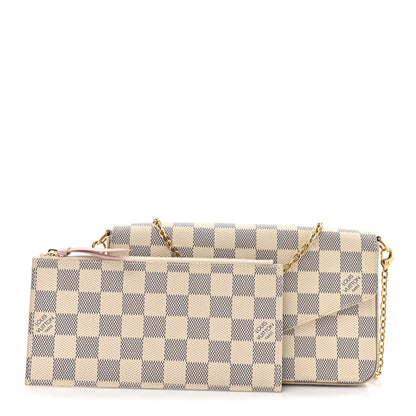 Louis Vuitton Damier Azur Pochette Felicie Chain Wallet Rose Ballerine 2 of 13