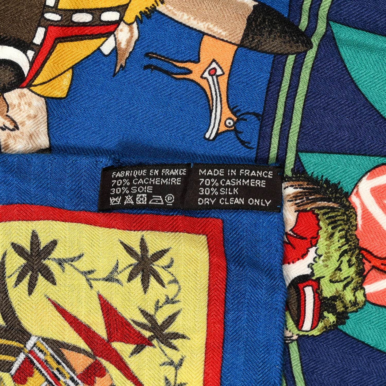 Hermes Cashmere Silk Kachinas Shawl 140 Cobalt 4 of 8