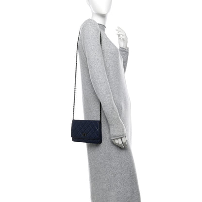 Chanel Aged Calfskin Quilted Reissue Wallet On Chain WOC Navy Blue 2 of 11
