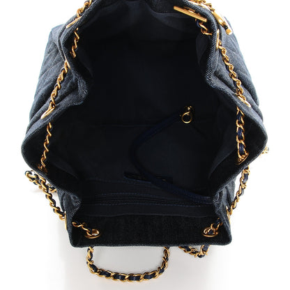 Chanel Washed Denim Quilted Small Urban Spirit Drawstring Bag Dark Blue 5 of 7