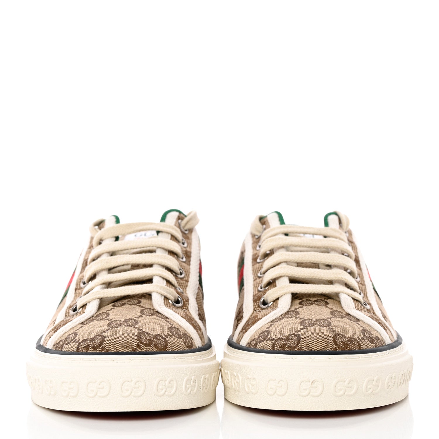 Gucci GG Monogram Web Womens 1977 Tennis Sneakers 37.5 Beige Ebony Mystic White 2 of 15