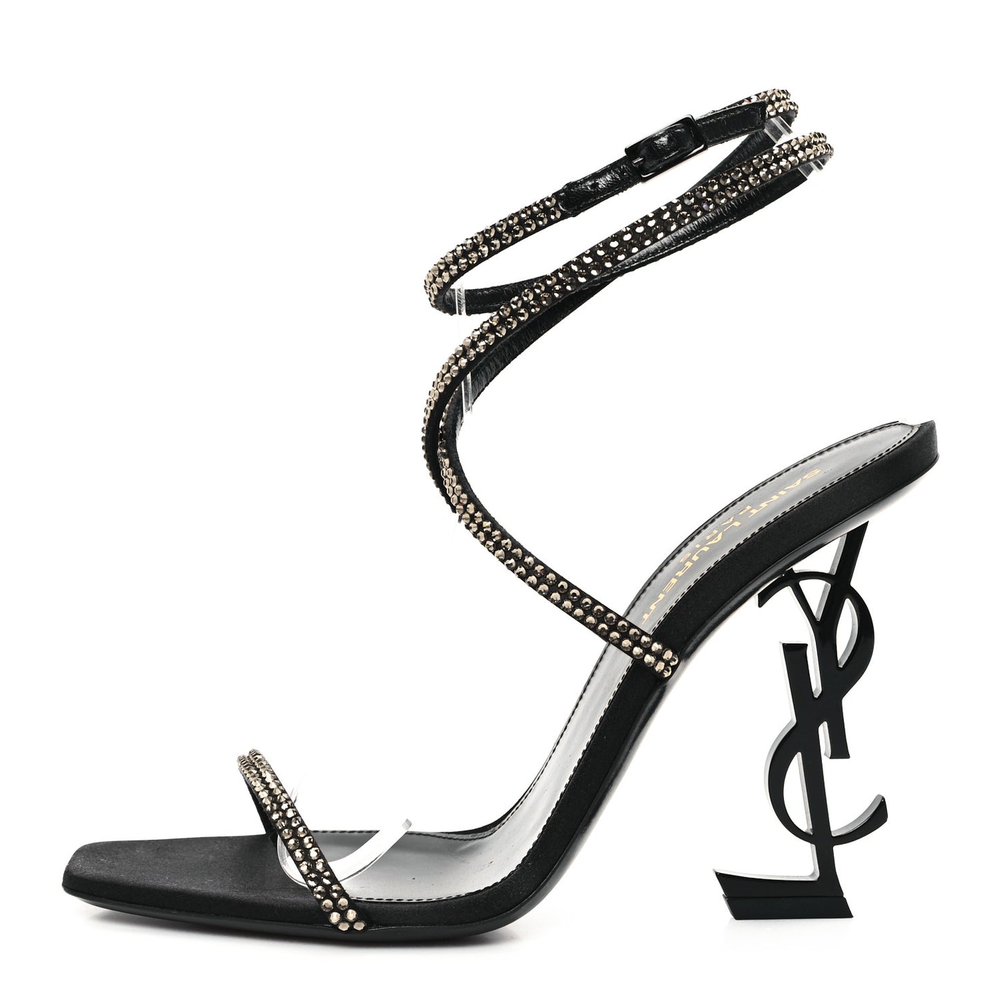 Crepe Satin Strass Opyum 110 Sandals 38.5 Black