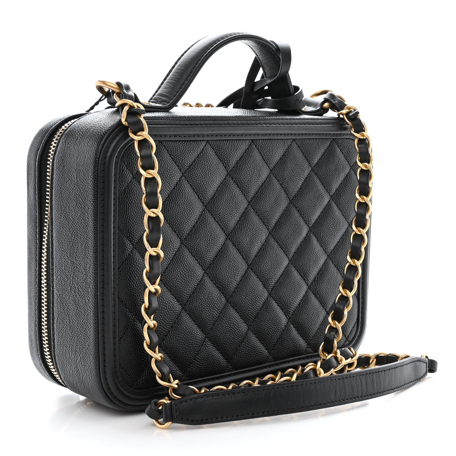 Chanel Caviar Quilted Medium CC Filigree Vanity Case Black 3 of 11