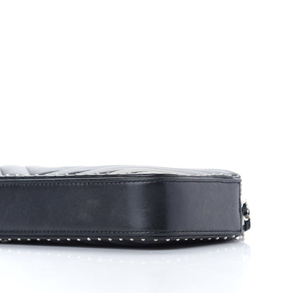 Chanel Lambskin Chevron Quilted Studded Small Clutch With Chain Black 10 of 10