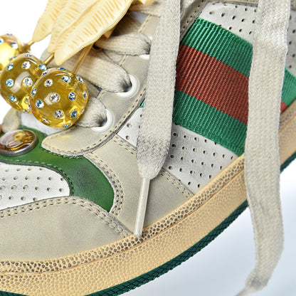 Gucci Nubuck Web Cherries Womens Screener Sneakers 36.5 Dusty Milk White Vintage Green 10 of 13