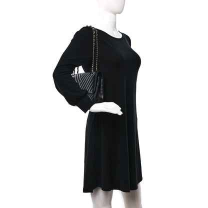 Chanel Lambskin Chevron Quilted Medium Double Flap Black 2 of 9