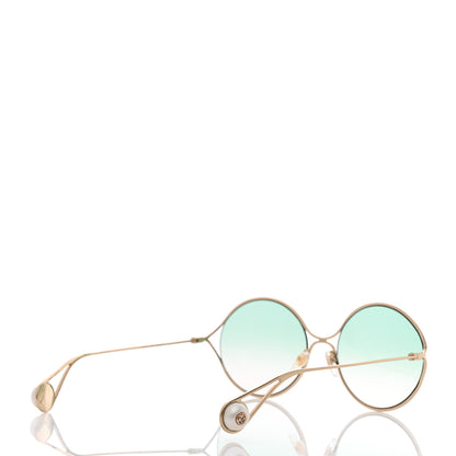 Gucci Metal Round Pearl Tip Sunglasses GG0253S Gold 4 of 8